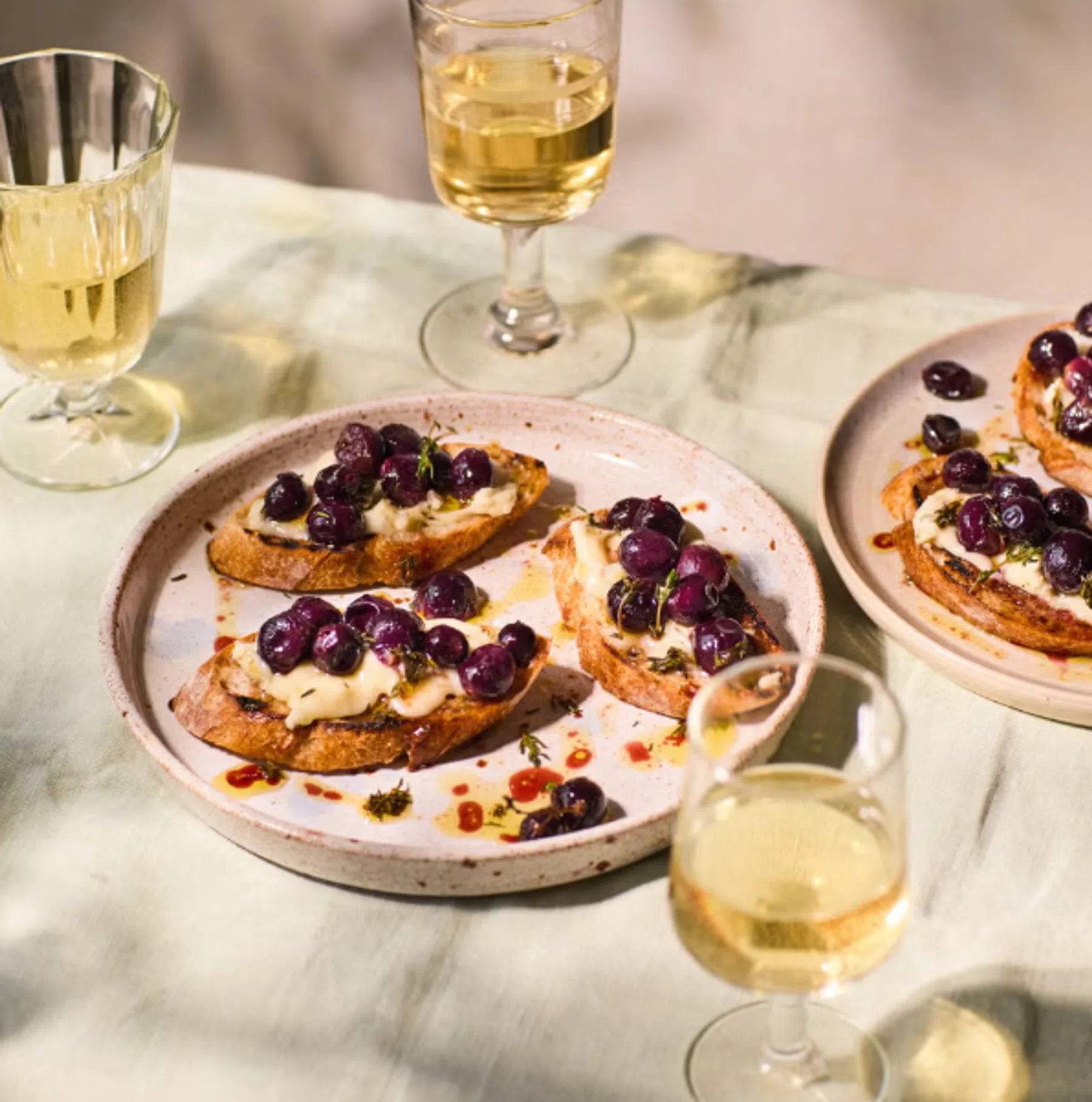 Crostini met geroosterde druiven